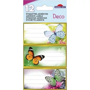 Füzetcímke Etiq.Deco Pillangós 12db/csomag