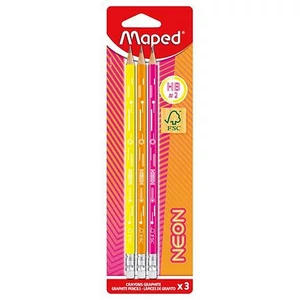 Grafitceruza HB MAPED &quot;Black`P radírral háromszögletű  Neon&quot; vegyes színek