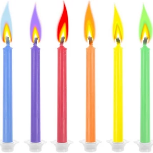 Party gyertya 6db színes lánggal, 6cm vegyes színek Szülinapi - évfordulós tortadísz