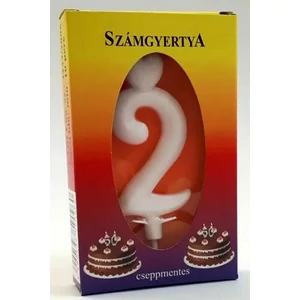 Party számgyertya Szülinapi 2 fehér szívecskés számgyertya Szülinapi - évfordulós tortadísz