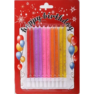 Party gyertya szülinapi szett 10db színes glitteres tortagyertya [5996524051138] Happy Birthday!