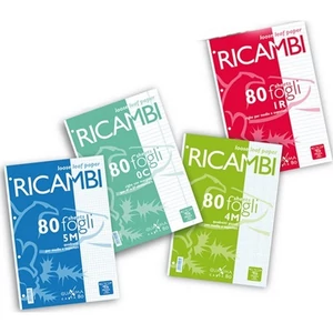 Gyűrűskönyv betét A/4 Pigna Ricambi 80 lapos fehér kockás
