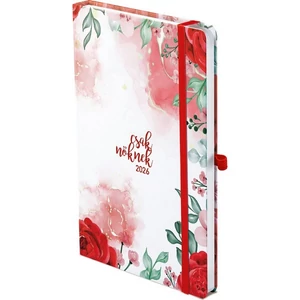 Határidőnapló Női 2026 Csak Nőknek Naptár A5 Heti Piros Virág Toptimer 2026 kollekció!