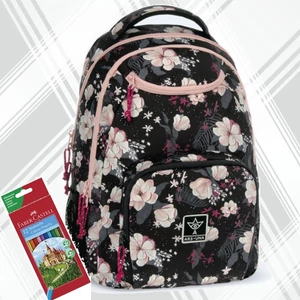 Ars Una hátizsák 24'' AU-6 26L Flowery black 3év garancia 55043748 Praktikus kamaszoknak zsebbel l