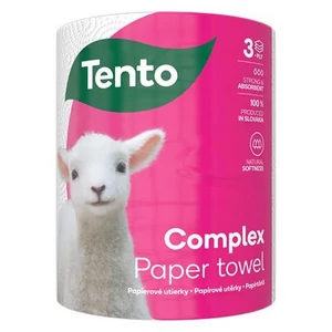 Háztartási papírtörlő tekercses, 3 rétegű, 220 lap TENTO &quot;Complex&quot;, fehér