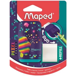 Hegyező Maped radír, kétlyukú, tartályos, pótradírral Pixel Party Connect