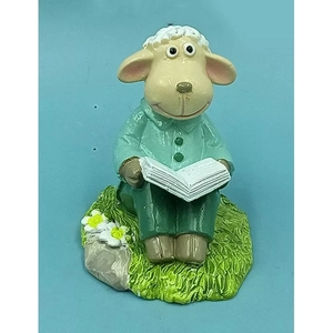 Húsvéti dekor kerámia bárány könyvvel, türkiz 7,1x6,9cm
