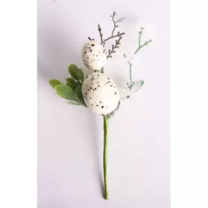 Húsvéti dekor pick hungarocell tojás krém színű, pöttyös 15cm