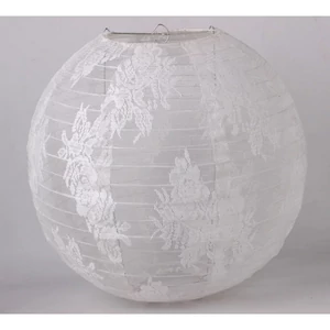 Lampion organza fehér krém színű, csipkés 35cm
