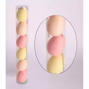 Húsvéti dekor tojás műanyag, 6db/doboz rózsaszín, sárga