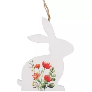 Húsvéti dekor akasztós Nyúl virág mintával 12cm