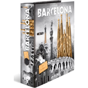 Iratrendező 70mm Herma Cities A4-es emelőkaros kihúzólyukkal ellátott Városok/Barcelona mintával 7177