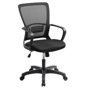 Irodai szék karfás fekete szövetborítás feszített hálós háttámla fekete lábkereszt MAYAH "Vega" fekete