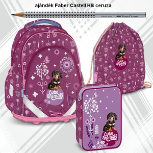 Iskolatáska szett Ars Una 24 Cute Animals Puppy tacskó 3 részes