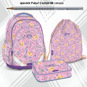 Iskolatáska szett Ars Una 24 Fleur virágos táska,tolltartó,tornazsák Várható beérkezés:2024.04.10.