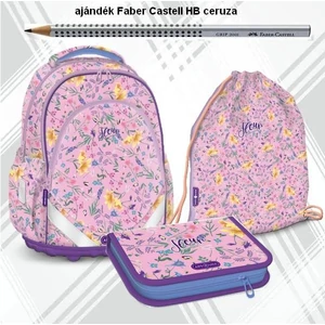 Iskolatáska szett Ars Una 24 Fleur táska, tolltartó, tornazsák virágos
