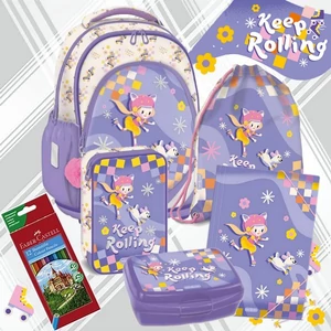 Iskolatáska szett Ars Una 26 Keep Rolling görkoris kislány