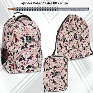Iskolatáska szett Ars Una 24 Flowery Pink ergonómikus 3 részes