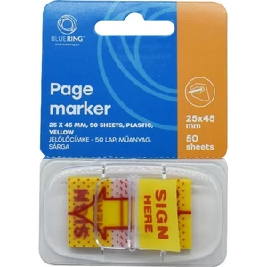 Jelölőcimke 25x45mm aláírás ikon sárga 50 lap
