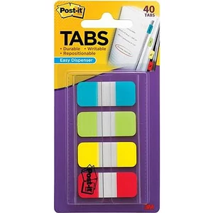 Jelölőcímke 3M POSTIT 16x38mm műanyag erősített 4x10lap, v.színek Irodai kiegészítők