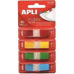 Jelölőcímke Apli 12x45mm műanyag 4x35lap, 4 szín Irodai kiegészítők