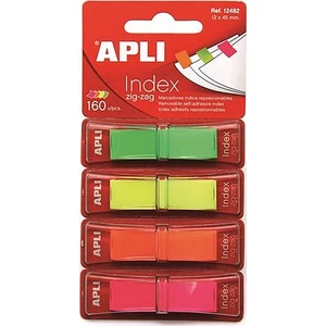 Jelölőcímke Apli 12x45mm műanyag 4x40lap, 4 fluoreszkáló szín Irodai kiegészítők