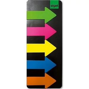 Jelölőcímke Sigel 25x45mm műanyag 5x25lap, Nyilak v.szín Irodai kiegészítők