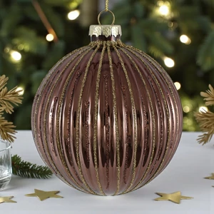 Karácsonyfa dísz Bauble Stripes S barna ?8cm DST25