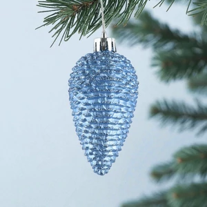 Karácsonyfa dísz 6db/cs toboz fenyőtoboz glitteres 4,5x8cm ég kék 6db/csomag SDKAE25