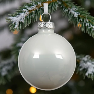 Karácsonyfa dísz üveg gömb zománcozott fehér8cm  SDKAE25