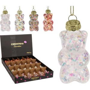 Karácsonyfa dísz Üveg maci 4féle 7cm KPM25