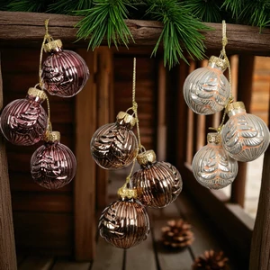 Karácsonyfa dísz üveg zománc gömb 3 féle 3,5x4cm SDKAE25