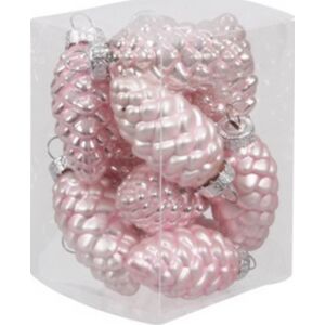 Karácsonyi 6cm gömb üveg 21' toboz alakú, 60mm-es Karácsonyi dísz rózsaszín, matt és fényes kivitelben