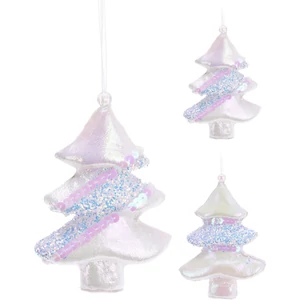 Fenyődísz 11cm fehér 2féle mintával glitteres flitteres fehér glitteres