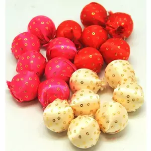 Karácsonyi 2,5cm gömb hungarocel, 3féle textil borítással aran arany/pink/piros (50db/csom)
