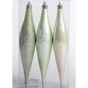 Karácsonyfa csepp 15cm 3db 15cm csepp, matt fényes glitteres 3/15MM/MENTAZÖLD
