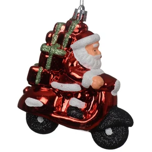 Karácsonyi dekor akasztós 24' mikulás, motorral glitteres fenyő gömb 4cmx9.6cmx10cm sdkae