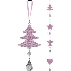 Karácsonyi dekor akasztós '23 4 féle, pink fenyődísz kpm