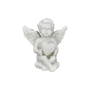 Karácsonyi dekor angyal szívvel poly 3,8x2,5x4cm fehér, 3db/szett