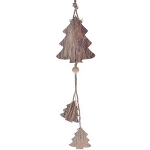 Karácsonyi dekor fa figura fenyőfa natúr fa fenyős-fagolyós dísz 43 43cm Karácsonyi ajtó-fenyő dekoráció