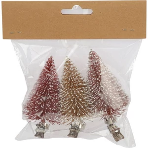Karácsonyi dekor fenyőfa 7cm, 3db/csomag, csiptetős kpm