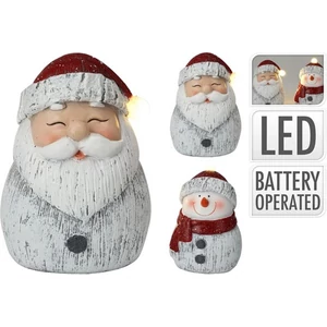 Karácsonyi dekor figura 23' kerámia ledes, 11cm világító 2 féle glitteres kpm