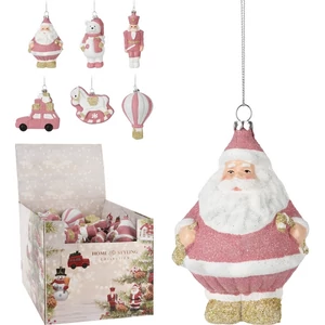 Karácsonyi dekor figura '23 akasztós, 6 féle pink 8-14cm fenyődísz kpm