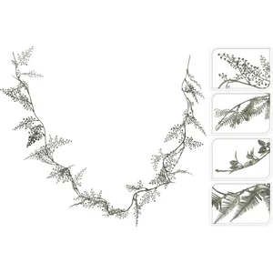 Dekor girland '23 levelek, 180cm, zöld 4 féle kpm glitteres