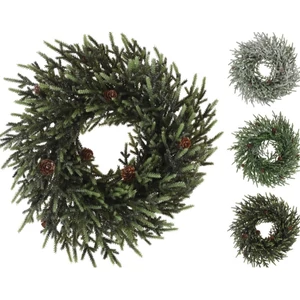 Koszorú karácsonyi dekor 21' fenyőből, tobozzal 45cm 3 féle koszorú ajtókopogtató