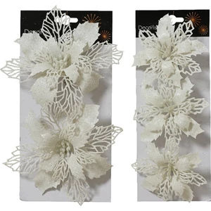 Karácsonyi dekor mikulásvirág csiptetős 2db/csom SDKAE25 2x13x15cm