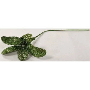 Karácsonyi dekor pick 5cm betűzős glitteres virág zöld Karácsonyi fenyőfa dekoráció