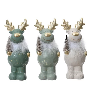 Karácsonyi dekor szarvas 24' 3 féle kerámia figura 9.5cmx8.7cmx22cm sdkae