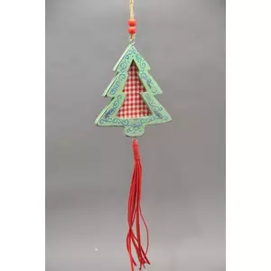 Karácsonyi fa ablakdísz fenyőfa, piros/fehér/kék/zöld kockás