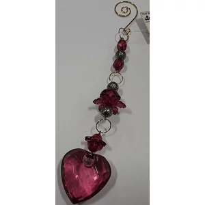 Dekor dísz pink magenta kristály szív, lógós